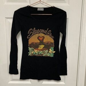 POL Black Long Sleeve Tee with Graphic Design